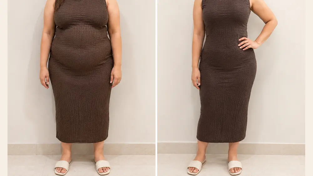 Transformation photo of Seema, shared with permission, face not shown.