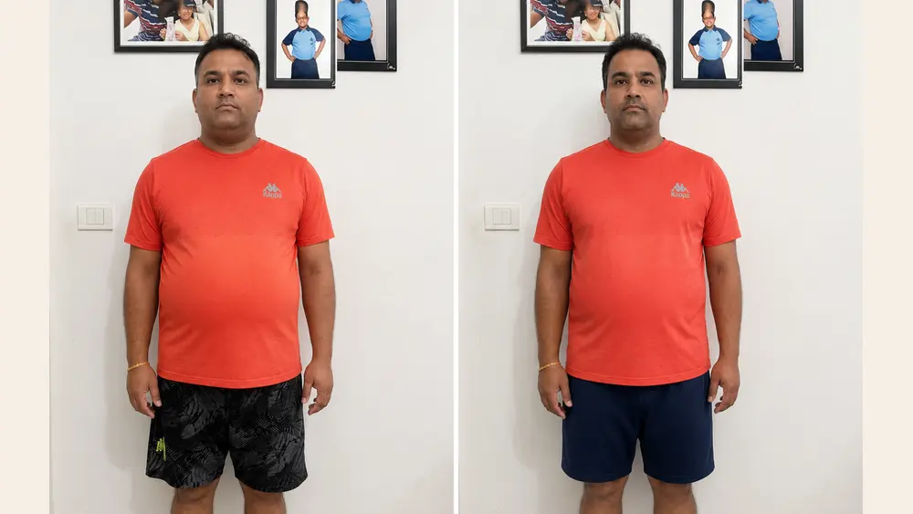 Transformation photo of Mr. Garg, shared with permission.