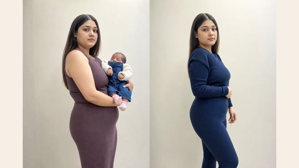 Transformation photo of Neha, shared with permission.